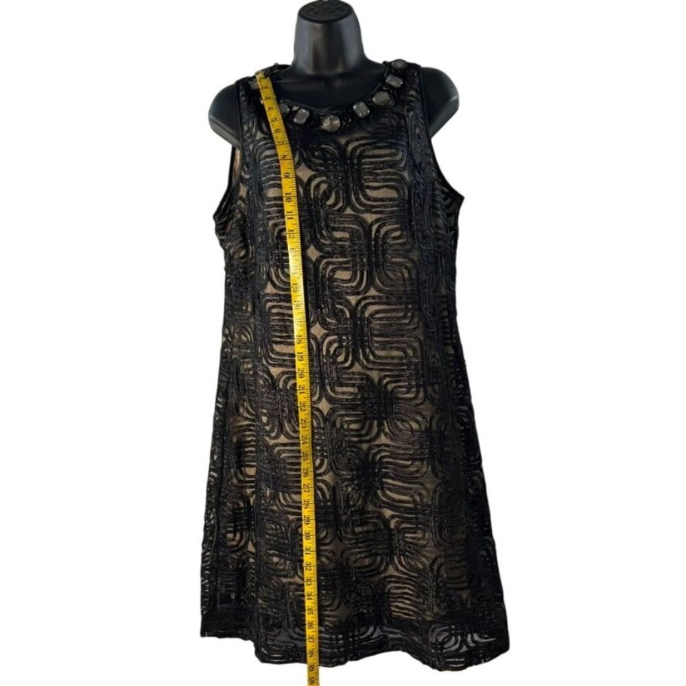 Jessica Howard Black & Nude Sleeveless Beaded Neckline Cocktail Dress Size 16 - Picture 8 of 10